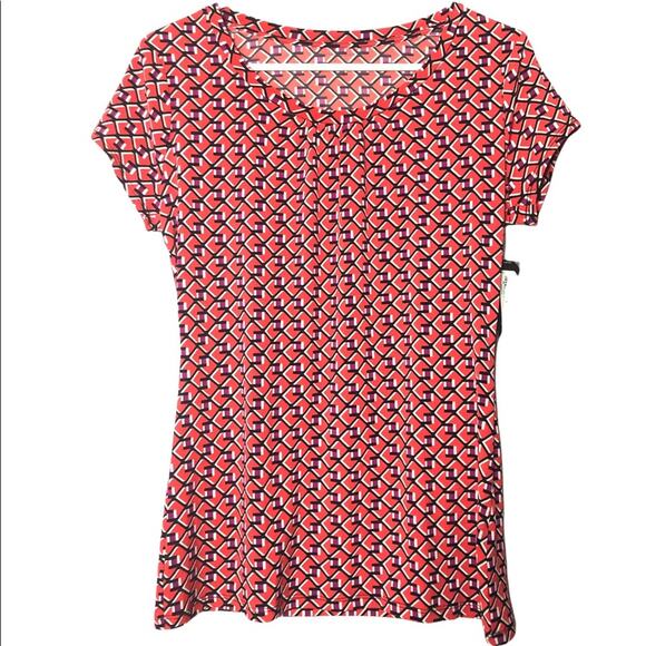 Worthington Womens Short Sleeve Printed Professional Style Blouse Sz S - Picture 1 of 10